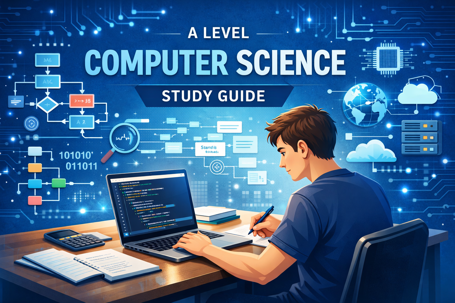 A Level Computer Science study guide with programming, algorithms and networking concepts